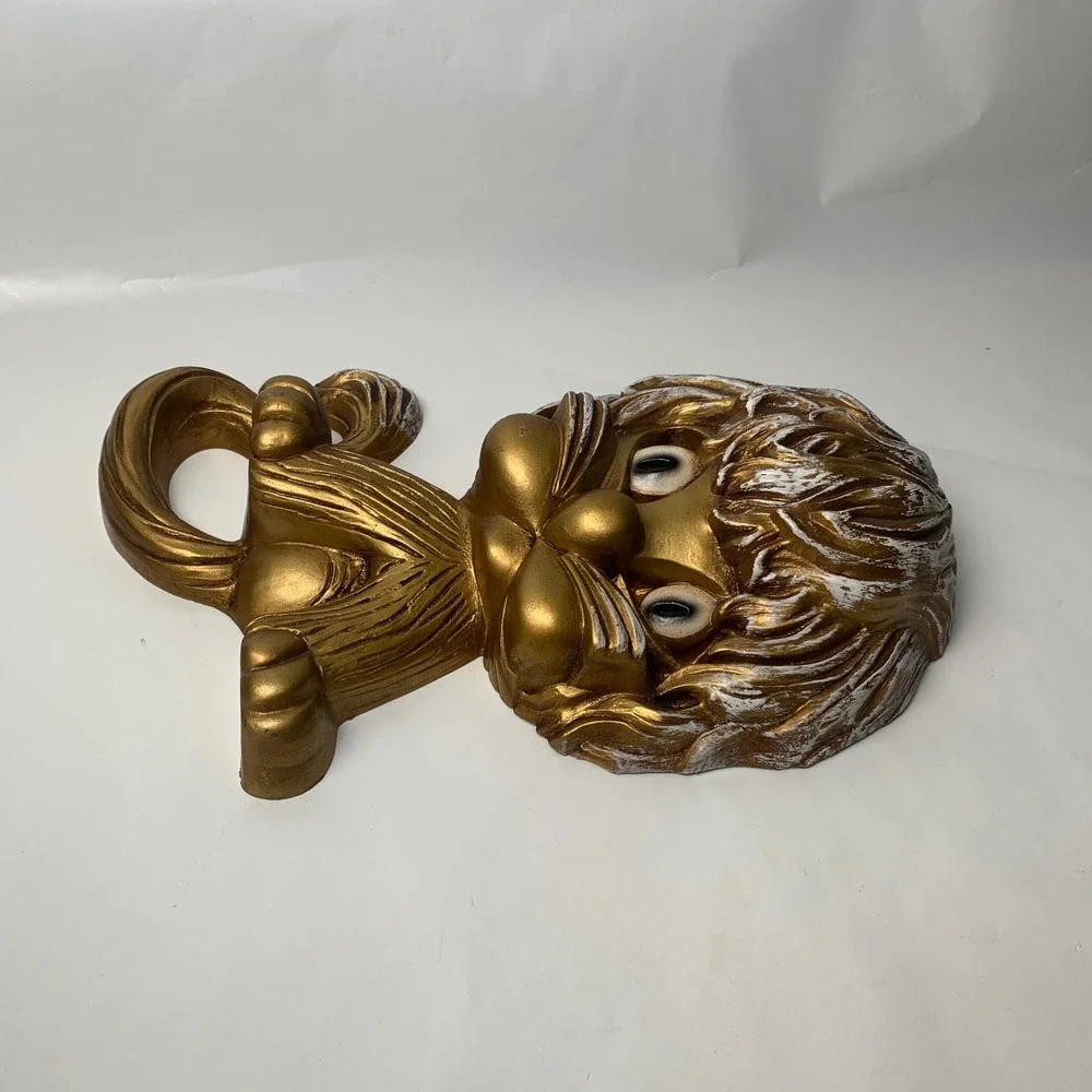 Vintage 1975 Homco Lion Wall Plaques Gold Pair Universal Statuary Corp 7375 7376